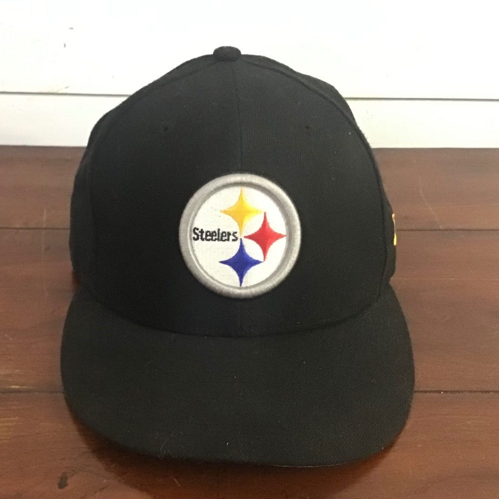 New Era 59Fifty Black Pittsburgh Steelers NFL Hat Size 6 7/8